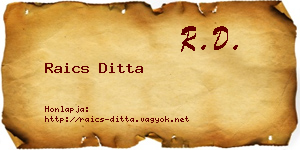 Raics Ditta névjegykártya